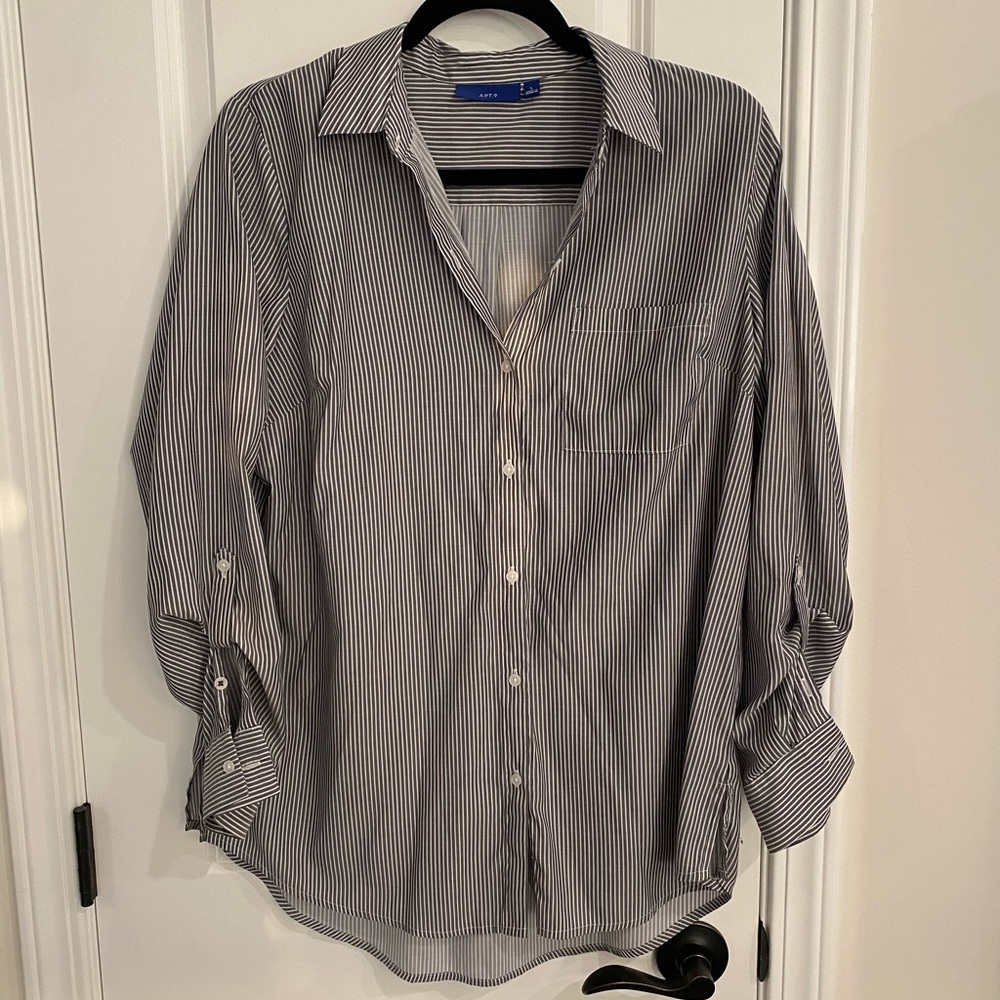 Gray and white striped dress shirt. Apt 9 - Large